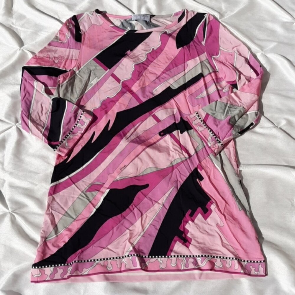 Averardo Bessi Sz 8 Pink Abstract Print Top